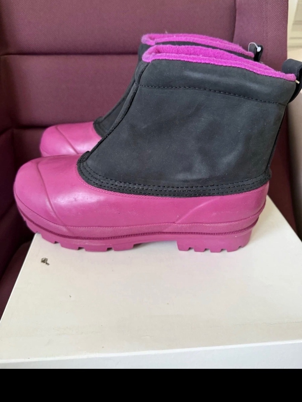 Superga women’s  Two-Tone Black and Bright Pink Winter Boots